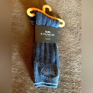 COACH Hiking Sock Men's Crew Socks True Blue US Shoe Size 5-10 NWT